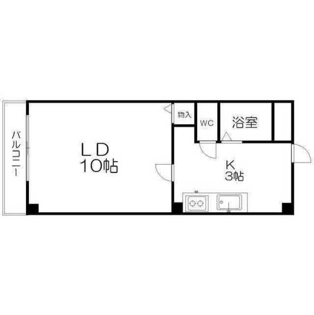 3R・S(1K/1階)の間取り写真