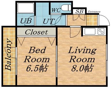 レイソル発寒(1DK/2階)の間取り写真