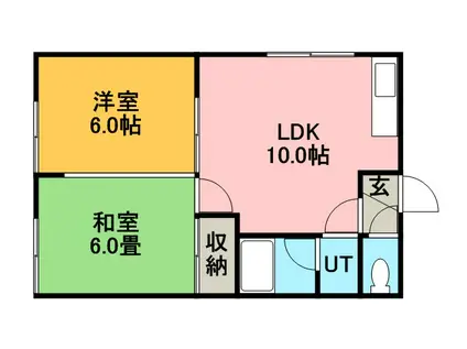 グレースハイム富丘(2LDK/3階)の間取り写真