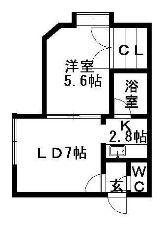 ジョイ発寒(1LDK/3階)の間取り写真