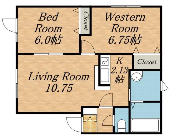ソレアード二十四軒(2LDK/1階)の間取り写真