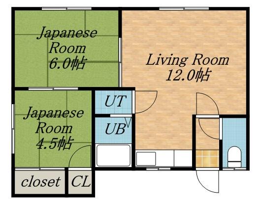 稔ハイツ(2LDK/2階)の間取り写真