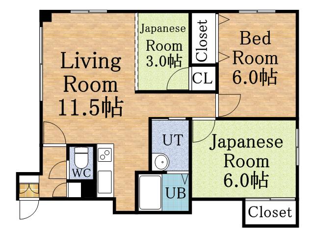 第2ハイツ寿(3LDK/2階)の間取り写真