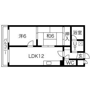エトワール福井(2LDK/2階)の間取り写真