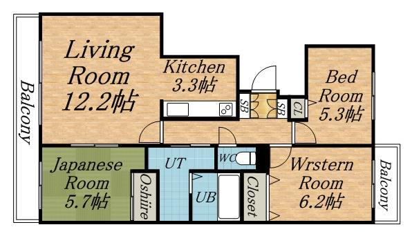 ロイヤルシャトー発寒(3LDK/6階)の間取り写真