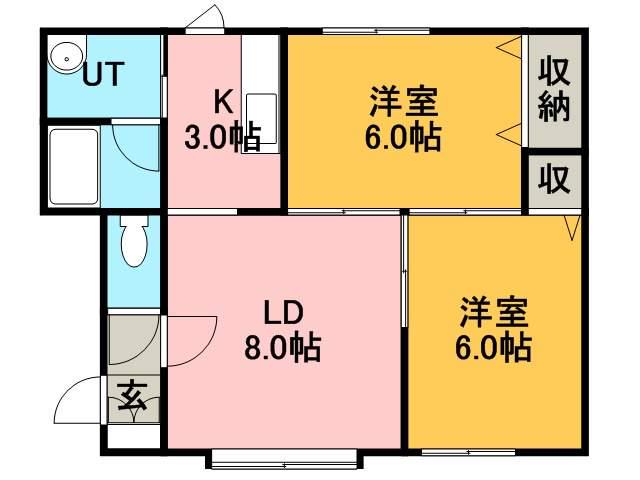 アーステック星置(2LDK/1階)の間取り写真