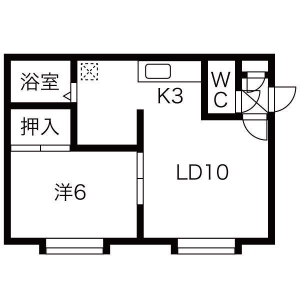 アムール8(1LDK/3階)の間取り写真