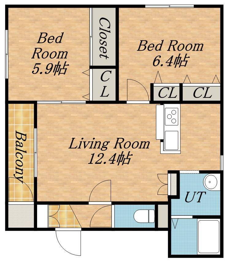 グランピア山の手(2LDK/2階)の間取り写真