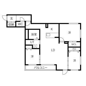 アルファスクエア宮の森2条(3LDK/1階)の間取り写真
