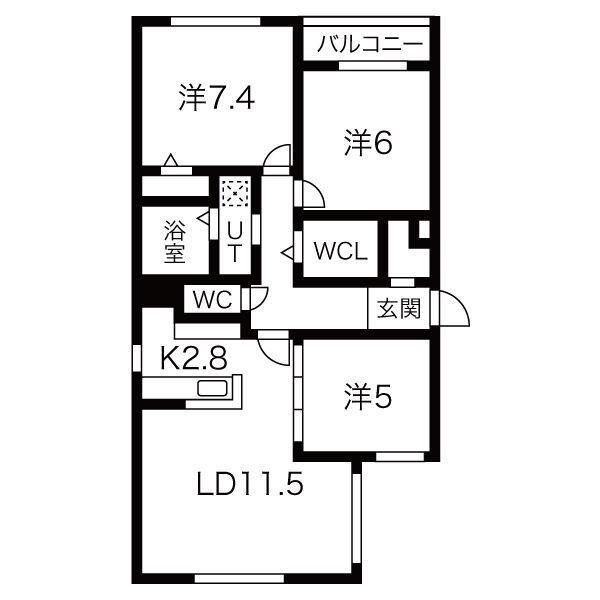 山の手シティステラ(3LDK/1階)の間取り写真