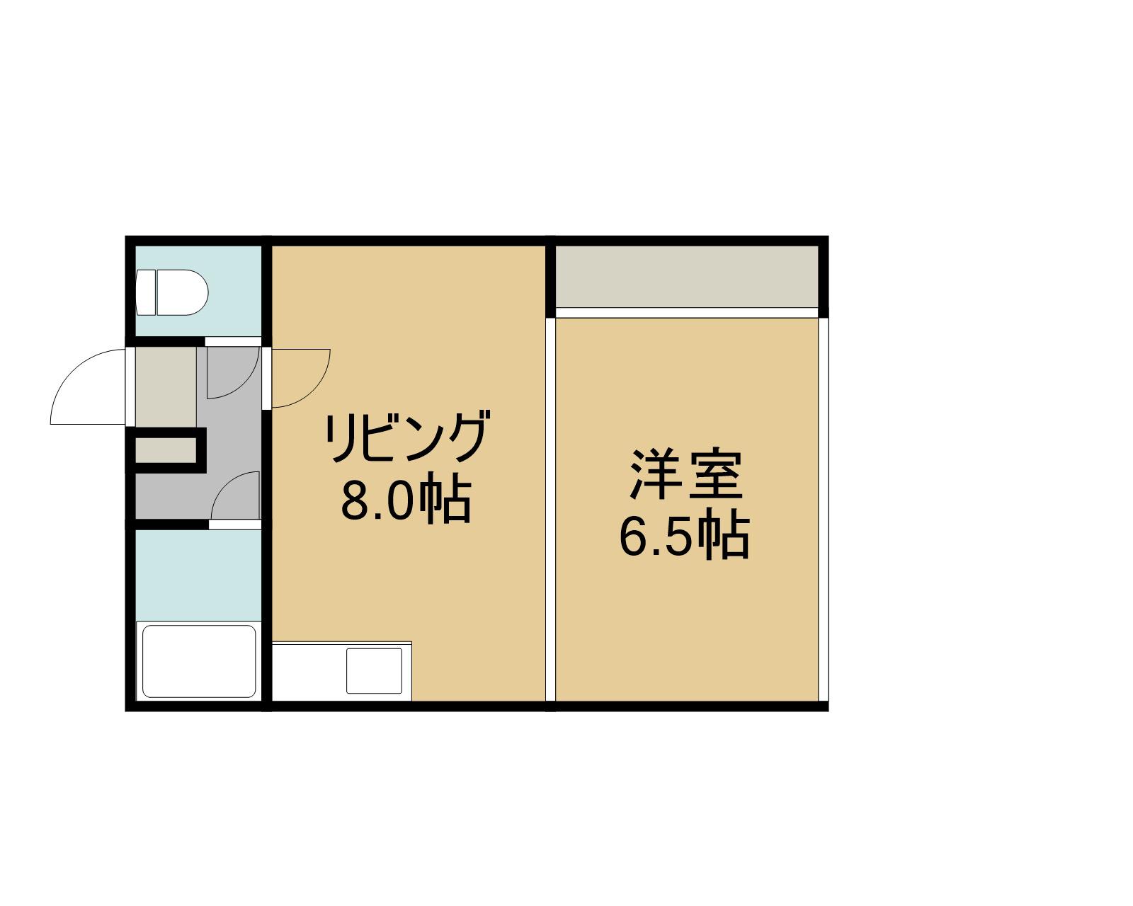 スカイエイトビル(1DK/3階)の間取り写真