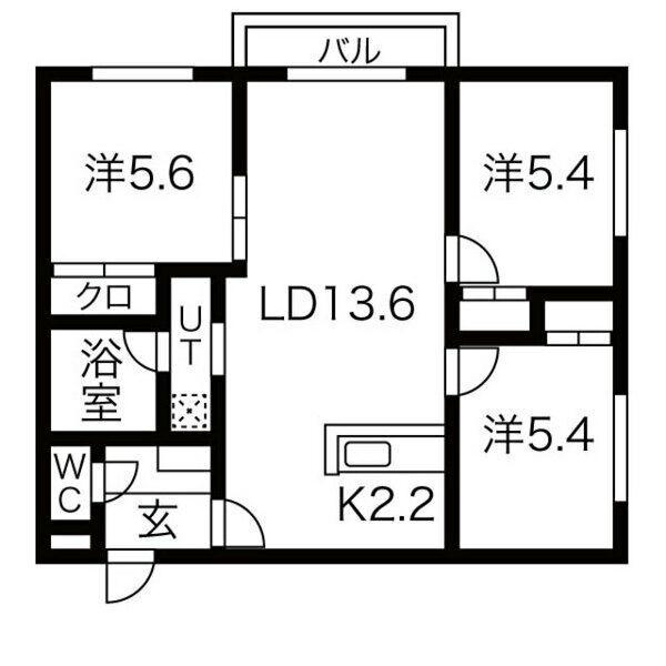 プレミア山の手(3LDK/3階)の間取り写真