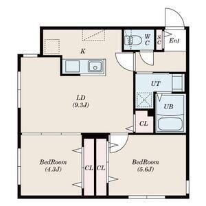 ALIVIS琴似(2LDK/1階)の間取り写真