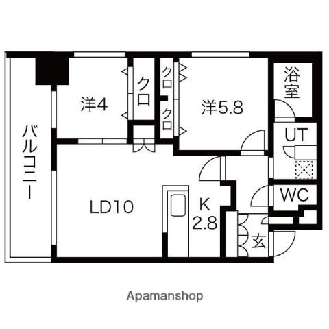 MJ SQUARE KOTONI(2LDK/11階)の間取り写真
