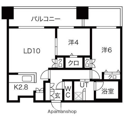 MJ SQUARE KOTONI(2LDK/13階)の間取り写真