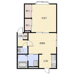 テイネハイツ(1LDK/1階)の間取り写真