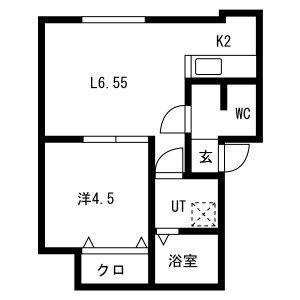 サクシード八軒西Ⅰ(1LDK/2階)の間取り写真