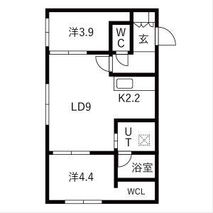 メルヴェーユ麻生(2LDK/4階)の間取り写真