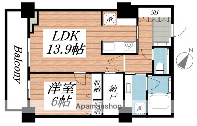 プレミスト琴似スカイクロスタワー(1LDK/37階)の間取り写真