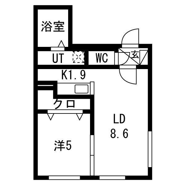 ALPHA琴似PREMIER 山の手3条1丁目(1LDK/4階)の間取り写真