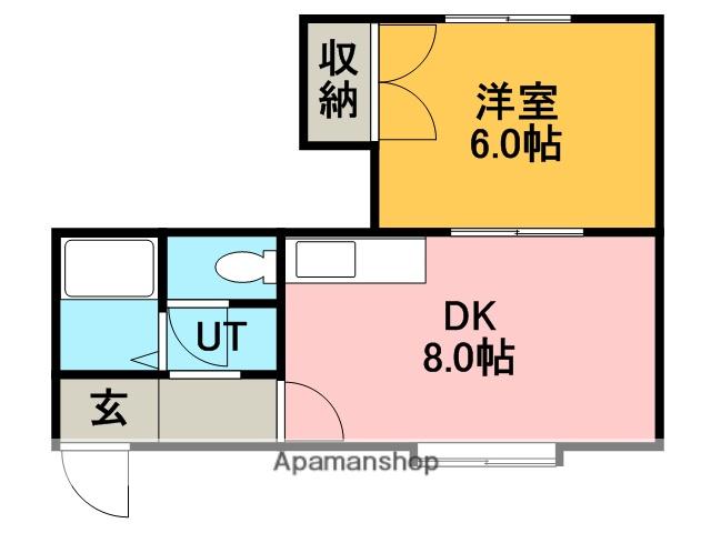 コンフォート西宮の沢(1DK/2階)の間取り写真