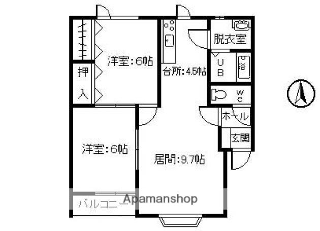 ひまわりハウスA(2LDK/2階)の間取り写真