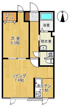 北海道帯広市 2階建 築17年(1LDK/1階)の間取り写真