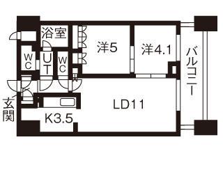 パークアクシス札幌植物園前(2LDK/10階)の間取り写真