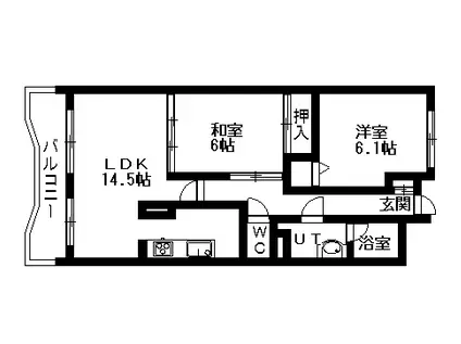 アジエステート大通西プラザ(2LDK/6階)の間取り写真