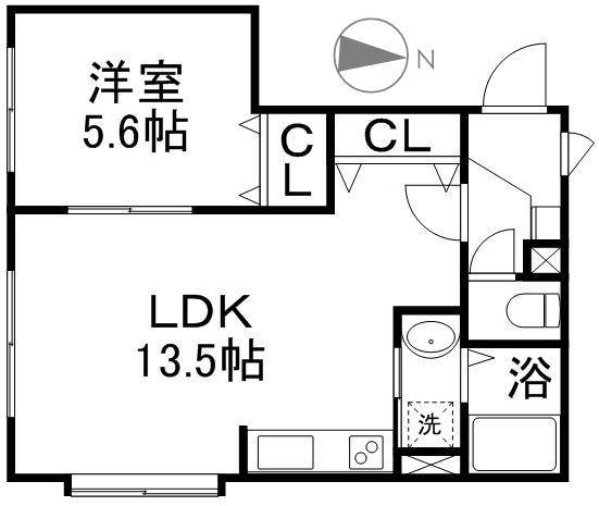 タウンコート一番館(1LDK/3階)の間取り写真