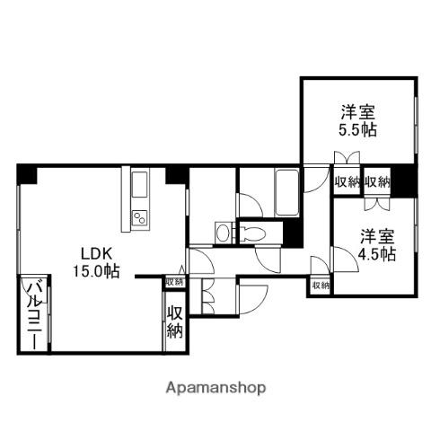 ノースピア南19条(2LDK/11階)の間取り写真