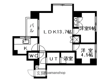 クレアシオン桑園Ⅱ(2LDK/8階)の間取り写真