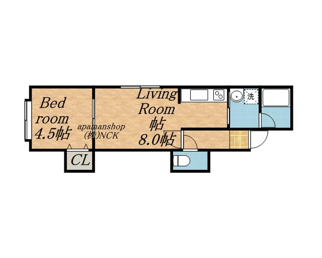 RS北円山(1DK/2階)の間取り写真