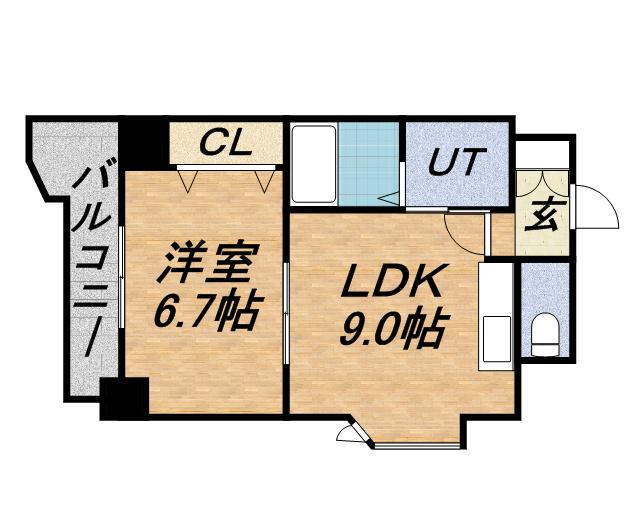 ティアラ資生館(1LDK/8階)の間取り写真