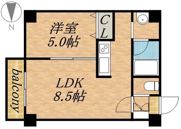 ラ・ヴィスタ行啓通(1LDK/4階)の間取り写真