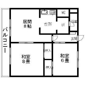 朝日レジデンス(2DK/6階)の間取り写真