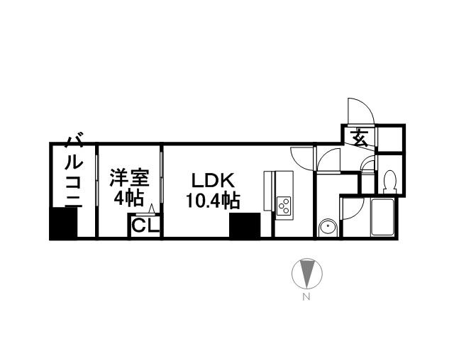 アルファタワー札幌南4条(1LDK/14階)の間取り写真