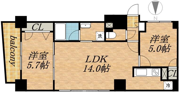 ビッグパレス中島公園(2LDK/6階)の間取り写真