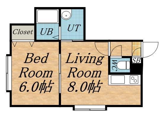 ツインメイプルB(1LDK/3階)の間取り写真