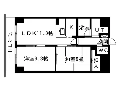 ドミ曙第一(2LDK/9階)の間取り写真