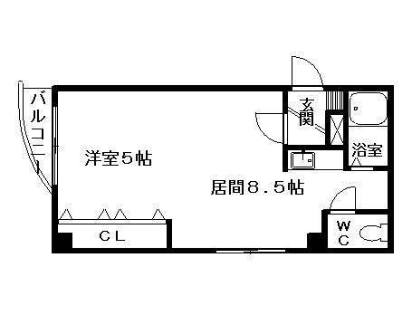 MORE TONDEN(1DK/3階)の間取り写真