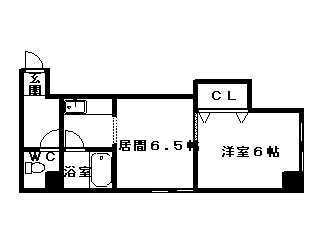ノースランド南8条(1DK/2階)の間取り写真