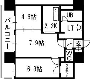クレジデンス札幌・南4条(2LDK/10階)の間取り写真
