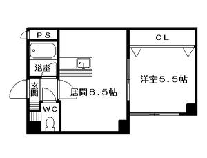 ルナハイツ南8条(1DK/2階)の間取り写真