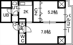 ISグランデ札幌(1LDK/2階)の間取り写真