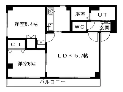 エステラ弐番館(2LDK/3階)の間取り写真