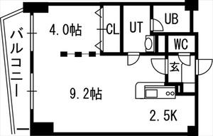グランカーサ永山公園通ウエスト(1LDK/7階)の間取り写真