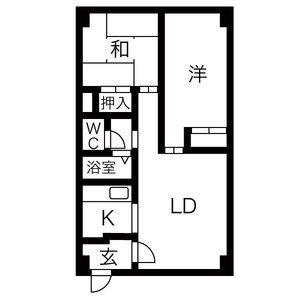 旭山パークハイツ(2LDK/3階)の間取り写真