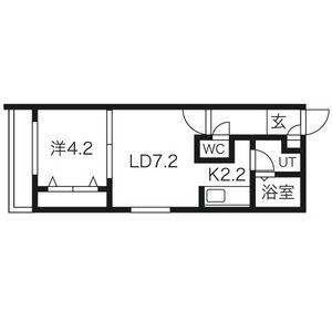 グラスマーレ南2条(1LDK/4階)の間取り写真