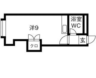 ケンタクコーポ南13条(ワンルーム/3階)の間取り写真
